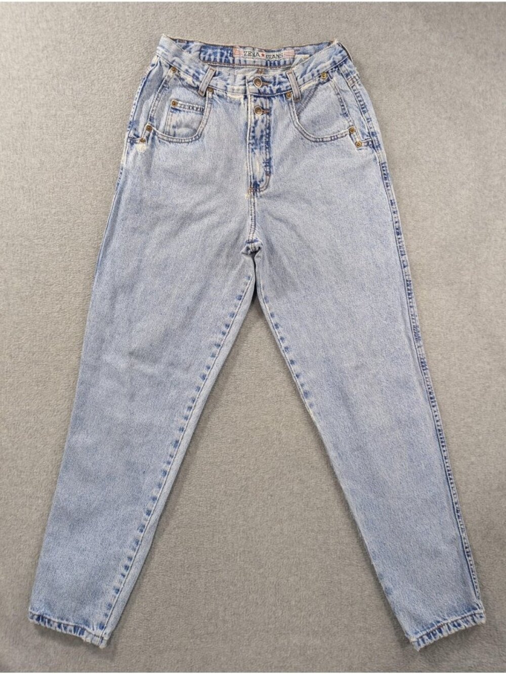 Vintage Zena Jeans Mom Jeans Juniors 11 Blue Acid Wash High Rise Relaxed USA 80s